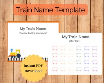 Plantilla de nombre de tren - Proyecto preescolar con temática de transporte