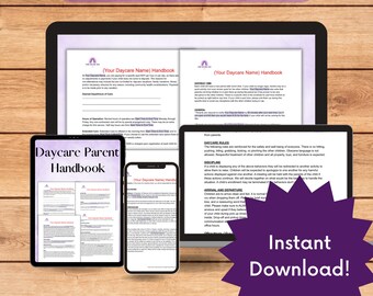 Manual/Contrato de inscripción para guarderías: perfecto para guarderías en el hogar, centros de cuidado infantil y centros preescolares