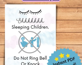 Folleto No toque el timbre: niños dormidos / Ideal para su hogar o guardería