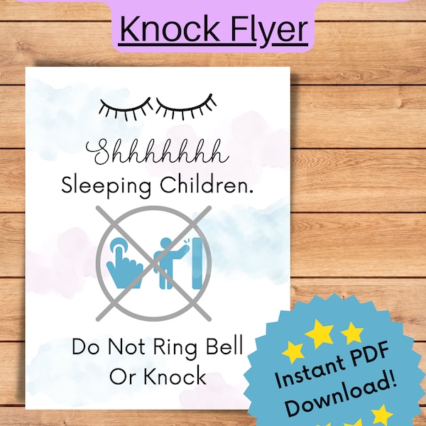 Do not ring doorbell-sleeping children flyer / Great for your home or daycare
