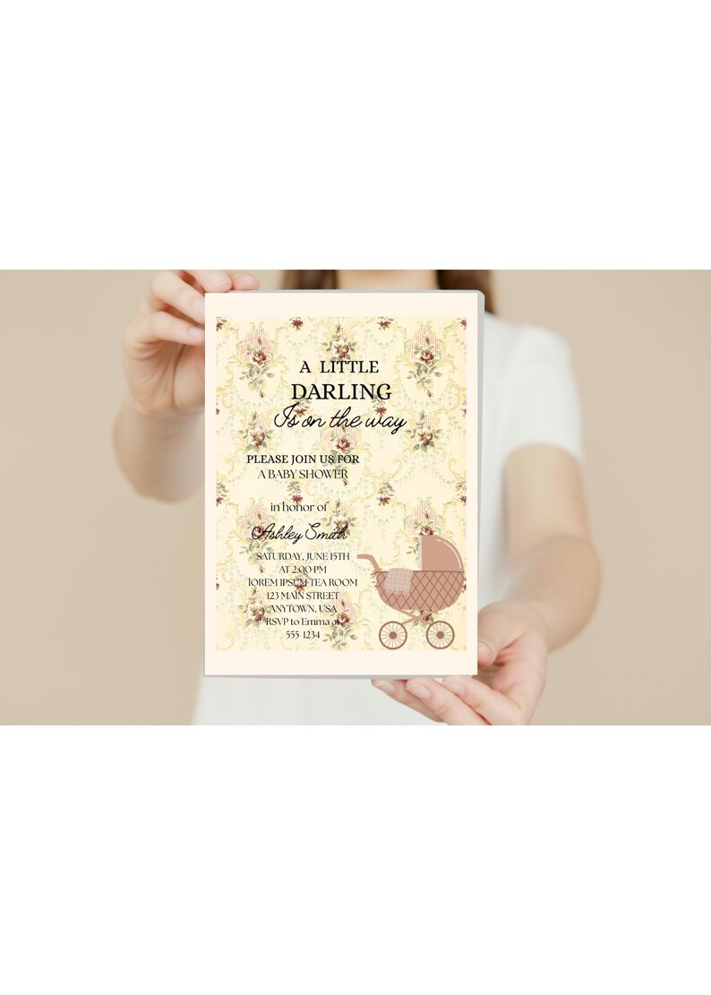 Vintage Baby Invitation[digital Download] Editable Canva Template ...