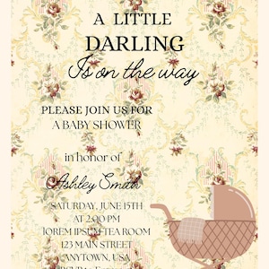Vintage Baby Invitation[digital Download] Editable Canva Template ...