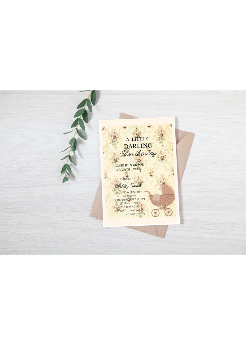 Vintage Baby Invitation[digital Download] Editable Canva Template ...