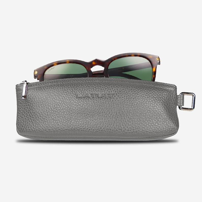 Grey Genuine Leather glasses case | Leather Pouch | Sunglasses Case | Eyeglasses Case