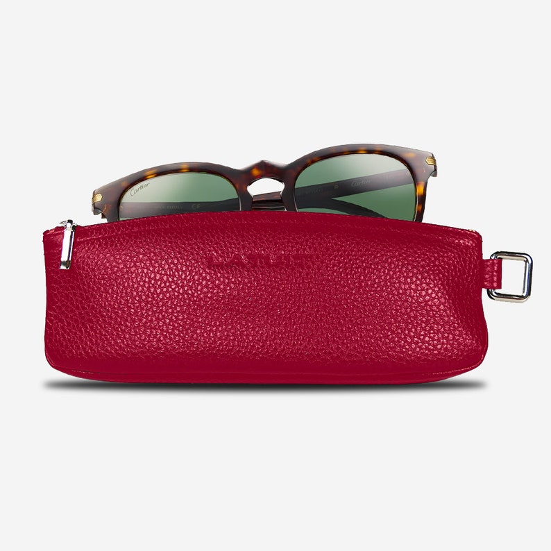 Red Genuine Leather glasses case | Leather Pouch | Sunglasses Case | Eyeglasses Case