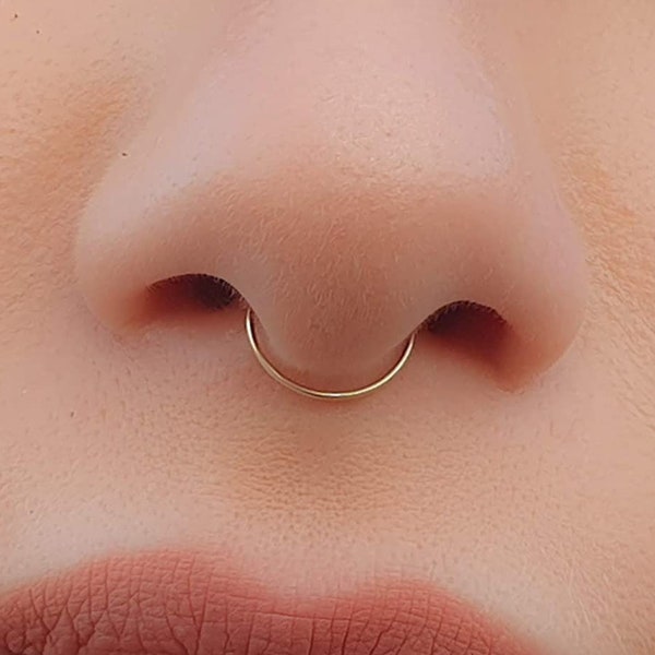 Thin Septum Ring - 24 gauge Septum Jewelry - 14k Gold Filled Tiny Septum Ring