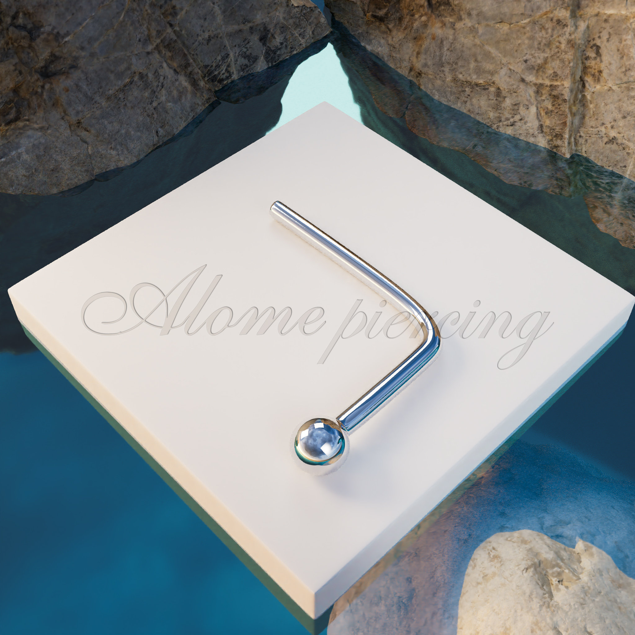 Tiny Ball Nose Stud 925 Silver L Shape 22G Small Ball Nose Etsy