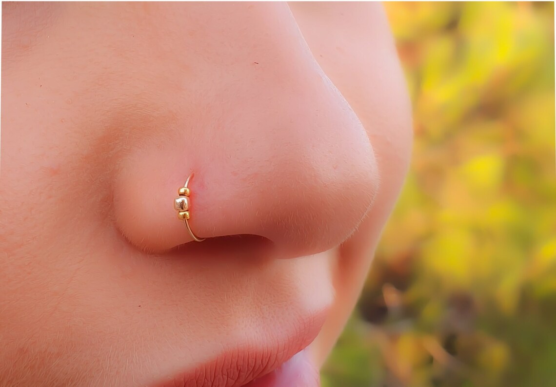 Fake Clip on Nose Ring 24g 14k Gold Filled No Piercing Etsy