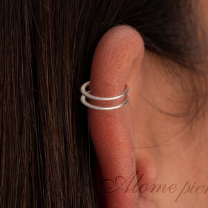 Tiny Silver Double Hoop Helix - Spiral Helix Ring 20 Gauge Snug Double - Thin Helix Piercings Hoops