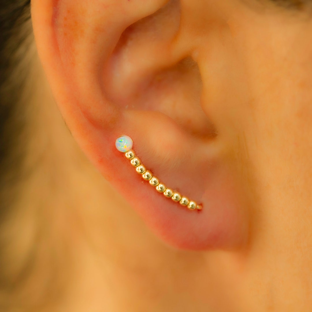 Gold Filled Ear Climber Earrings Opal Ear Climbers Earring Ear Cuff