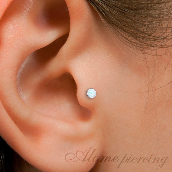 White Opal Tragus Stud Earring 925 Sterling Silver Tragus Earring 3 Mm White Opal Tragus Studs Piercing Etsy Canada