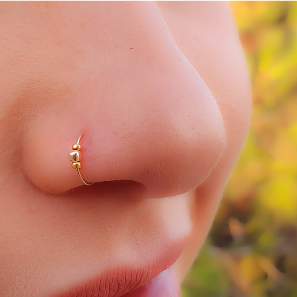 Thin Gold Filled Tiny Nose Ring Hoop - 24 gauge very Thin Nose Hoop Tiny Piercings Nose Rings hoop - nose piercing Hoop