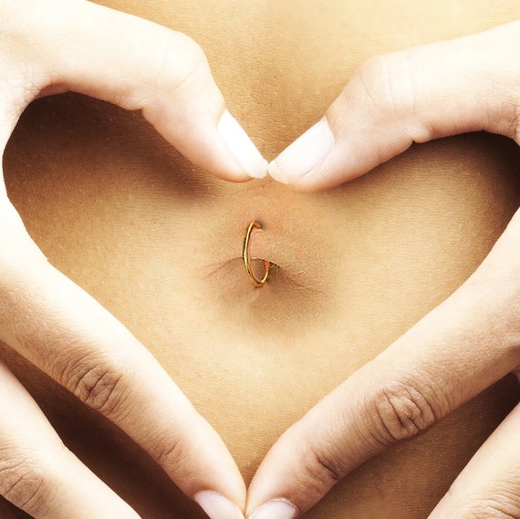 Gold hoop belly ring hot sale