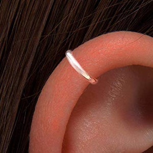 Tiny Silver Cartilage Earring - 18 Gauge 925 Sterling Silver Helix Earring Hoop - 8mm Piercing Ring For Cartilage