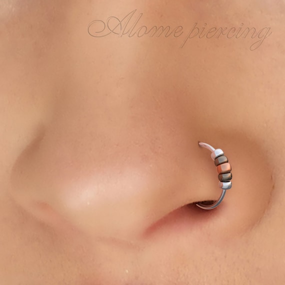 Tiny and Thin Silver Nose Ring 24 Gauge 7 Mm Nose Piercing 