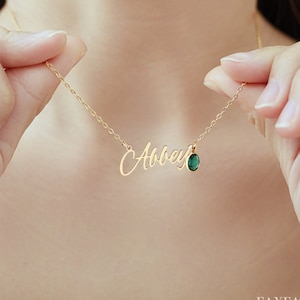 Collar de nombre personalizado, collar de firma personalizado, collar de nombre de madre, piedra de nacimiento familiar, regalos para joyería de madres, regalo del día de la madre