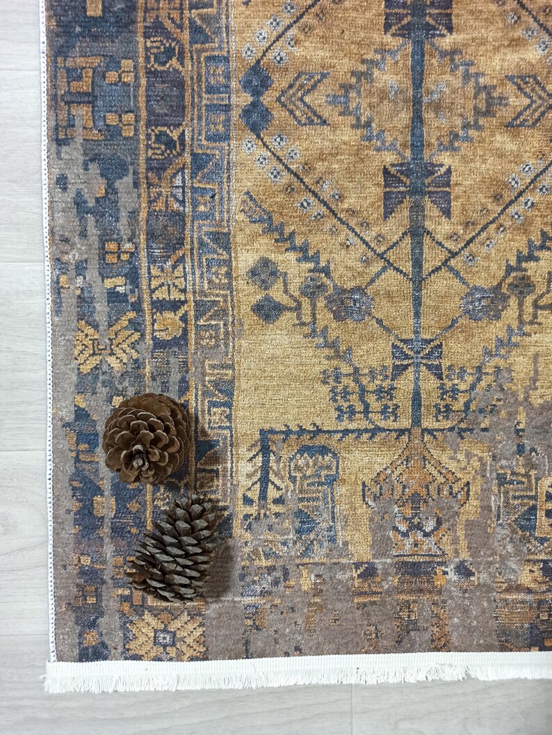 Antique Beige Style Runner Rug Gold Brown Hallway Turkish Etsy