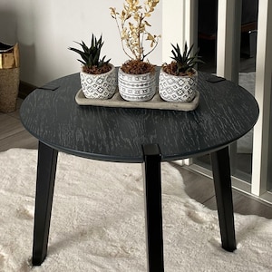 Coffee Table; Handcrafted Design, Painted Oak Veneer Surface, Black Legs | Modern Living Room Furniture