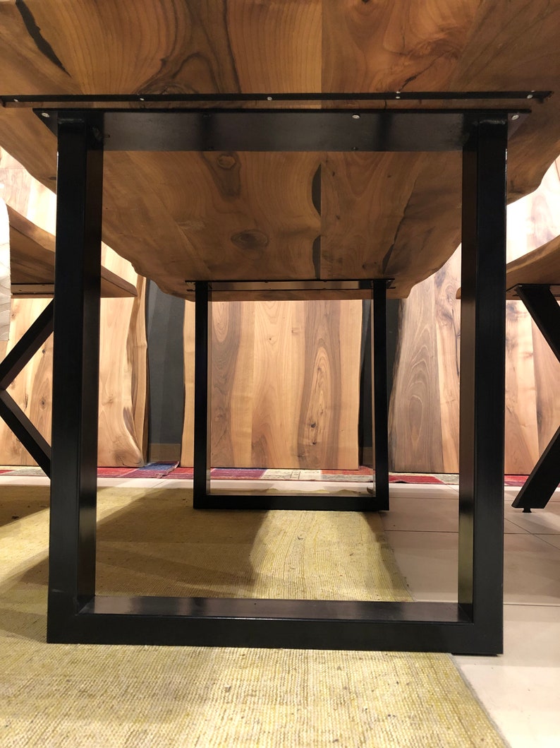 Rustic Live Edge Dining Table Walnut Solid Wood Kitchen Table Solid