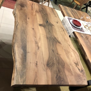 Unique Live Edge Table, Rustic Walnut Dining Table, Handcrafted Live Edge, Solid Wood Live Edge Table, Mid-Century Modern Style, Rustic