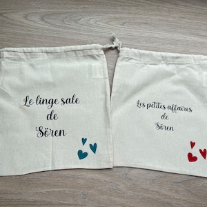 Pochon personnalisé / sac de change / sac à doudou / sac crèche / sac personnalisé / école / sac vêtement bébé / tenue naissance / maternité image 7