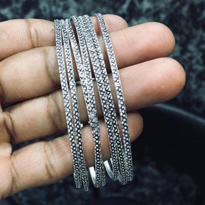 Sterling Silver Stacking Bangle Set - Handmade 7-Day Bangles
