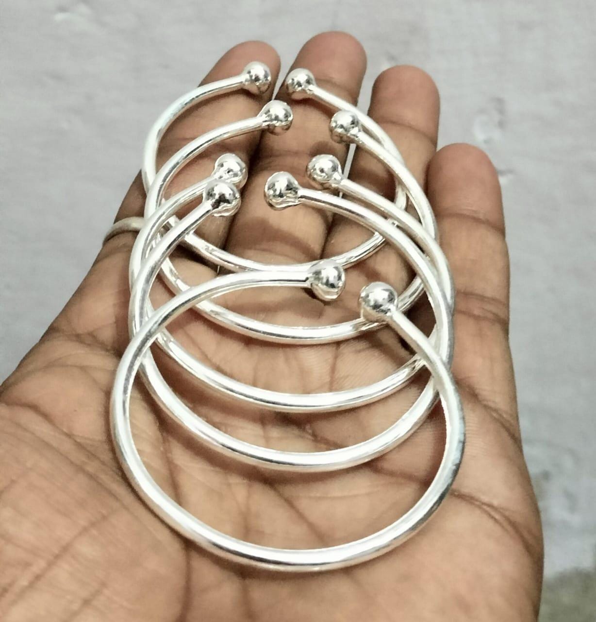 Thick Sterling Silver West Indian Bangles - Set of 5