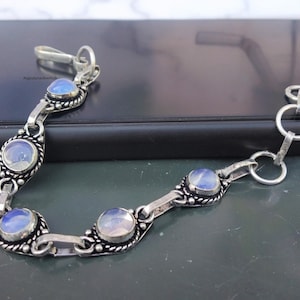 Rainbow Moonstone Bracelet: Handmade 925 Sterling Silver Bangle