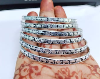 Sterling Silver Elephant Bangle Set - Boho Stacking Bangles