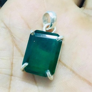 Green Onyx 925 Sterling Silver Pendant - Handmade