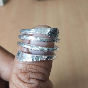 Hammered Sterling Silver Ring: Adjustable Boho Band