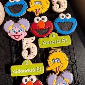 Sesame Street Cookies • Elmo Cookie Set • Cookie Monster • Big Bird • Abby Cadabby • Custom Birthday Cookies • Personalized Number Cookies