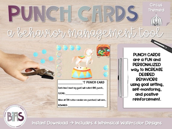 Behavior Punch Cards for Classroom Management Rewards with