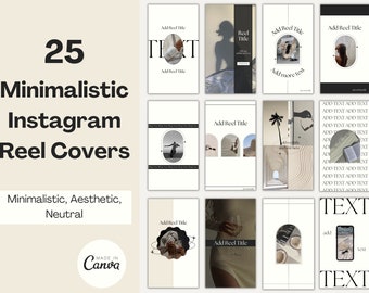 25 Minimal Instagram Reel Templates, Canva Templates for Instagram Reels, Aesthetic Instagram Templates Reel Cover Template, Video Thumbnail