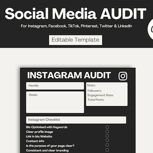 Social Media Audit Template, Social Analytics, Canva Template, Instagram Audit, for Social Media Managers and Virtual Assistant Business