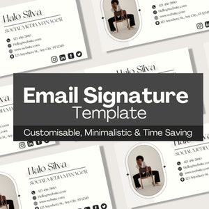 E-mailhandtekening, bewerkbare canva-sjabloon, ontwerp voettekst e-mail, digitale download, minimalistische en moderne sjabloon voor Outlook, Gmail, enz.