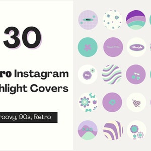 Retro Groovy Instagram Story Highlight Covers, 80s Retro Highlight Covers, 90s Boho Hippie Instagram Icons, Retro Instagram Stories