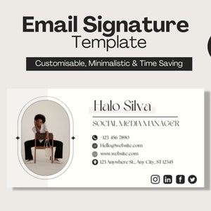 E-mailhandtekening, bewerkbare canva-sjabloon, ontwerp voettekst e-mail, digitale download, minimalistische en moderne sjabloon voor Outlook, Gmail, enz.