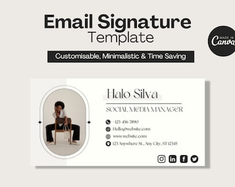 Email Signature, Editable Canva Template, Email Footer Design, Digital Download, Minimalistic and Modern Template for Outlook, Gmail etc.