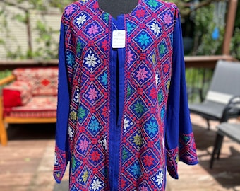 Handmade Palestinian Embroidered Jacket: Traditional Tatreez Design