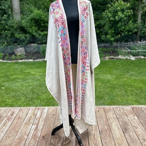 Hand EmbroideredlCapel Shawl Abayal kimono ,coverup tatreez,eid abaya,wedding abaya, palestinian tatreez, modest outfit, eid outfit, hijabi