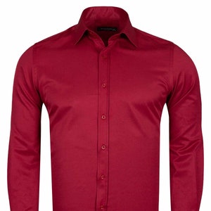 Burgundy Plain Double Cuff Shirt