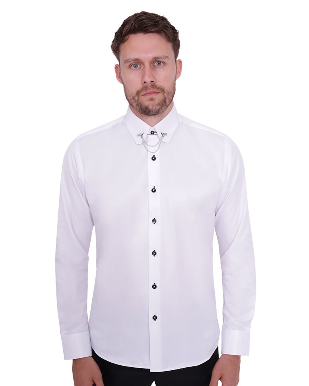 Chemise blanche col rond new arrivals
