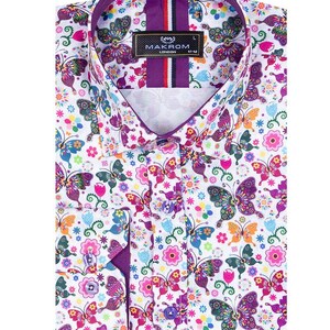 White Hippy Butterfly Design Men's Shirt image 6