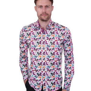 White Hippy Butterfly Design Men's Shirt image 3