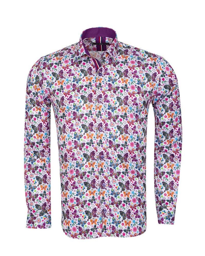 White Hippy Butterfly Design Men's Shirt image 4