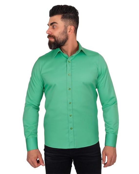 green emerald velvet dress OKAICOS Long Sleeve Sage Linen Shirt main image 0