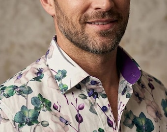 Purple Orchid Floral Print Shirt