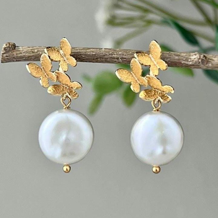 Orecchn perle barocche, orecchn corallo rosso, orecchn pendent con corallo, orecchn