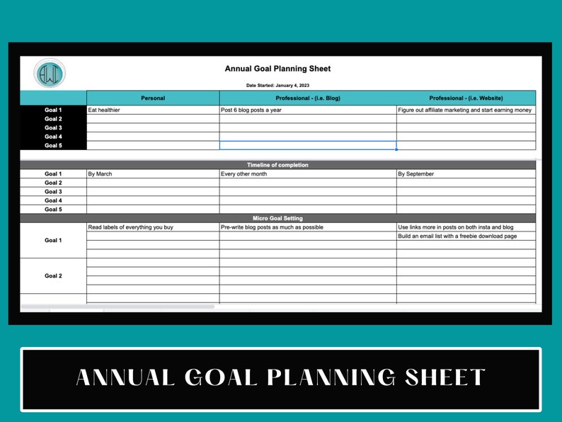 Annual Goal Planning Template Etsy Annual Goal Planning Template Etsy
